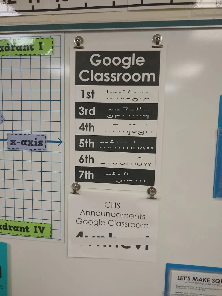 google classroom codes poster 
