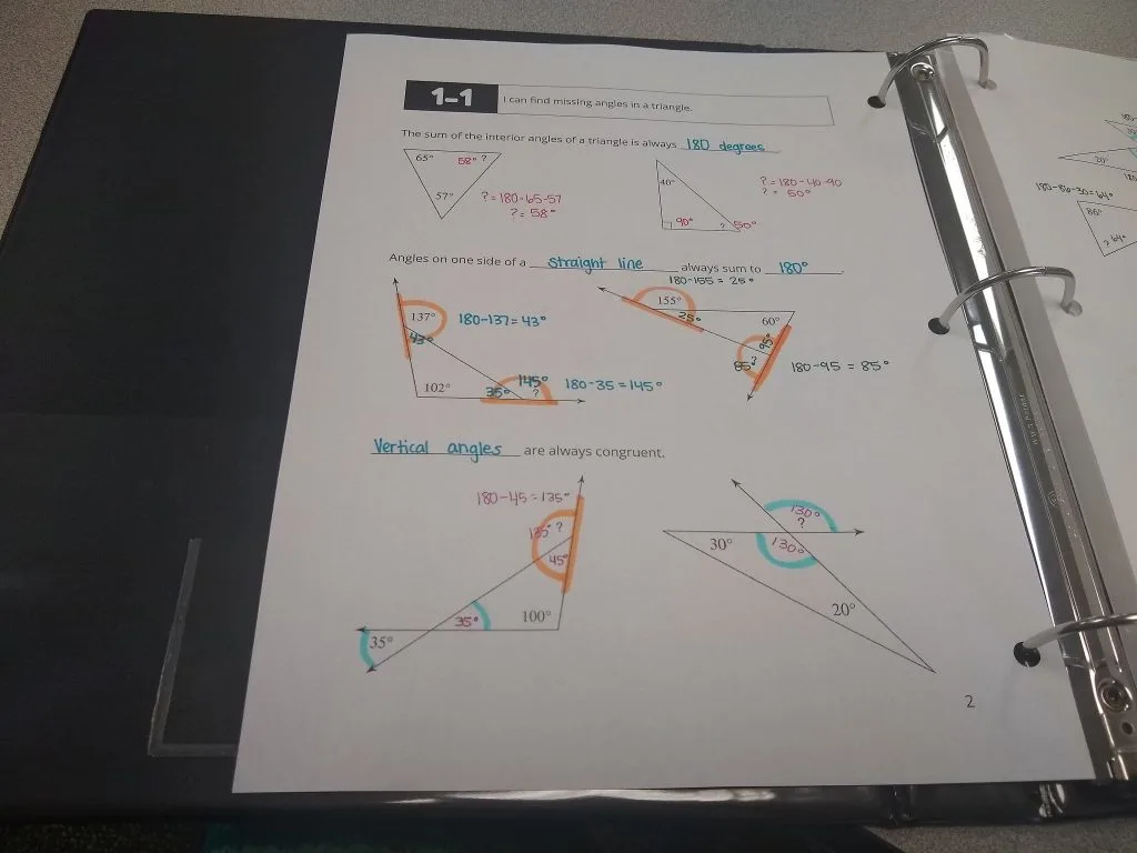 missing angles geometry notes