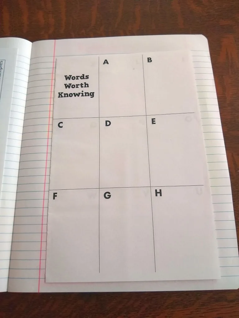 Words Worth Knowing Foldable - Word Wall for Interactive Notebooks
