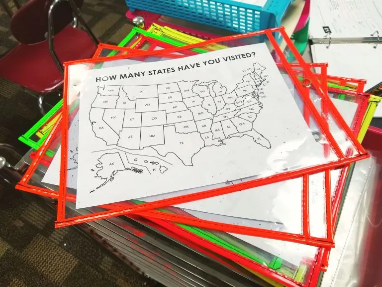 How many states have you visited map in dry erase pockets.