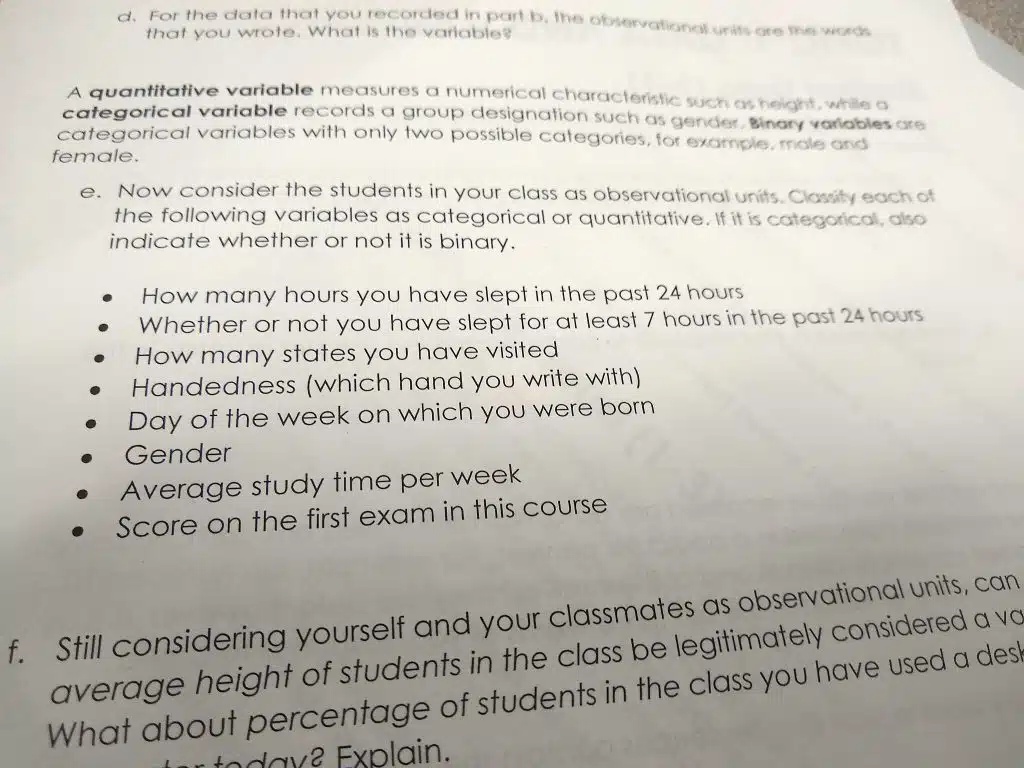 Categorical vs Quantitative Variables Hold-Up Cards