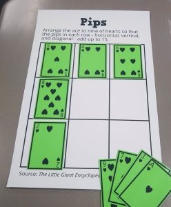Pips Puzzle with Playing Cards.