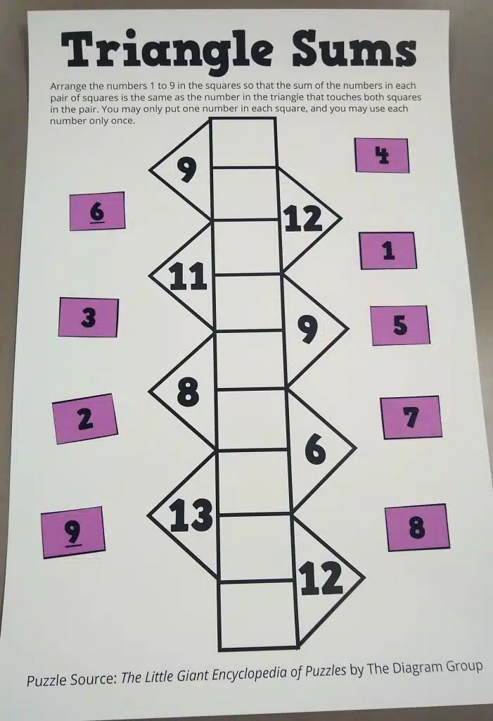 Triangle Sums Puzzle