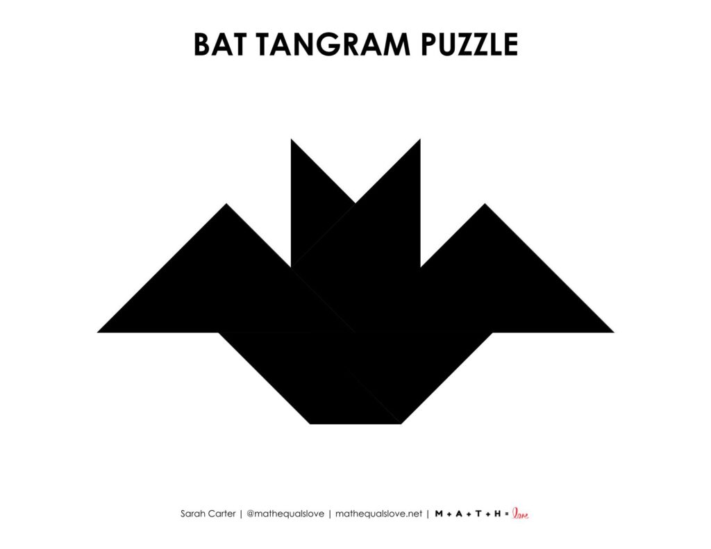bat tangram puzzle printable screenshot.