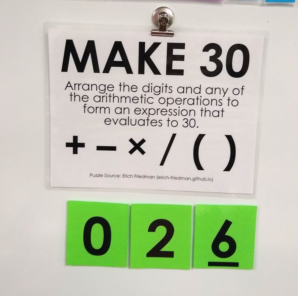 make 30 puzzle hanging on dry erase board. 