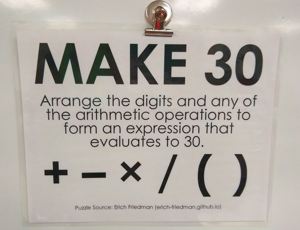 Instructions for Make 30 Puzzles. 