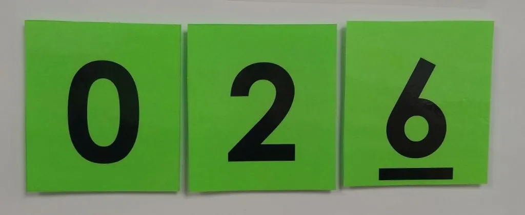Number Cards with Magnets on Back. 