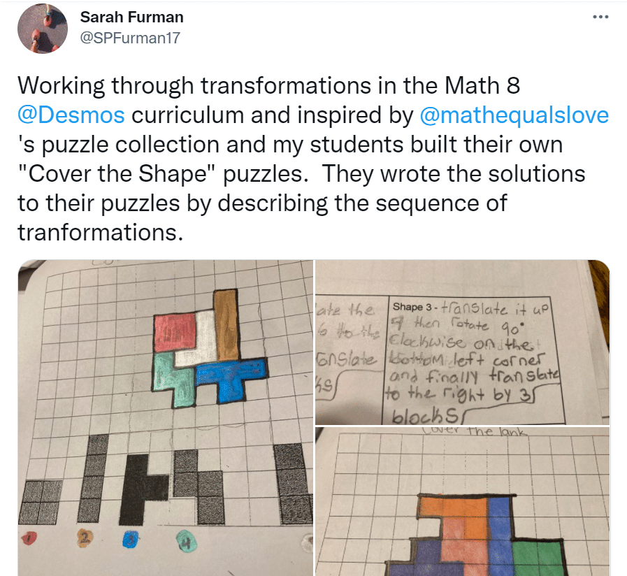 solving puzzles with geometric transformations tweet. 