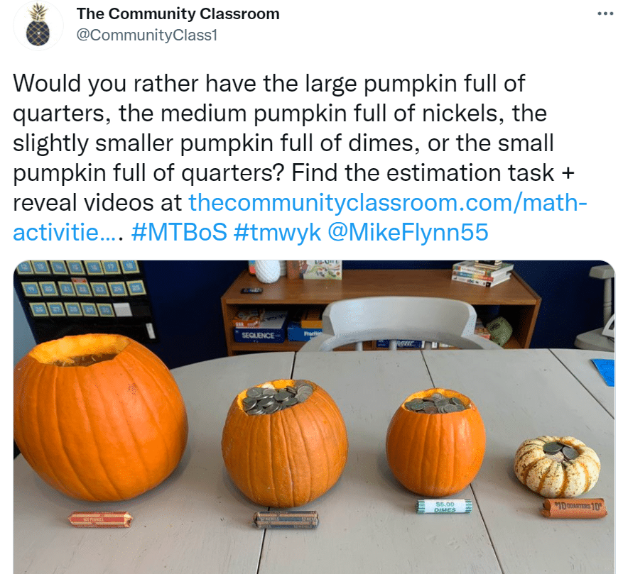 tweet with would you rather pumpkin task. 