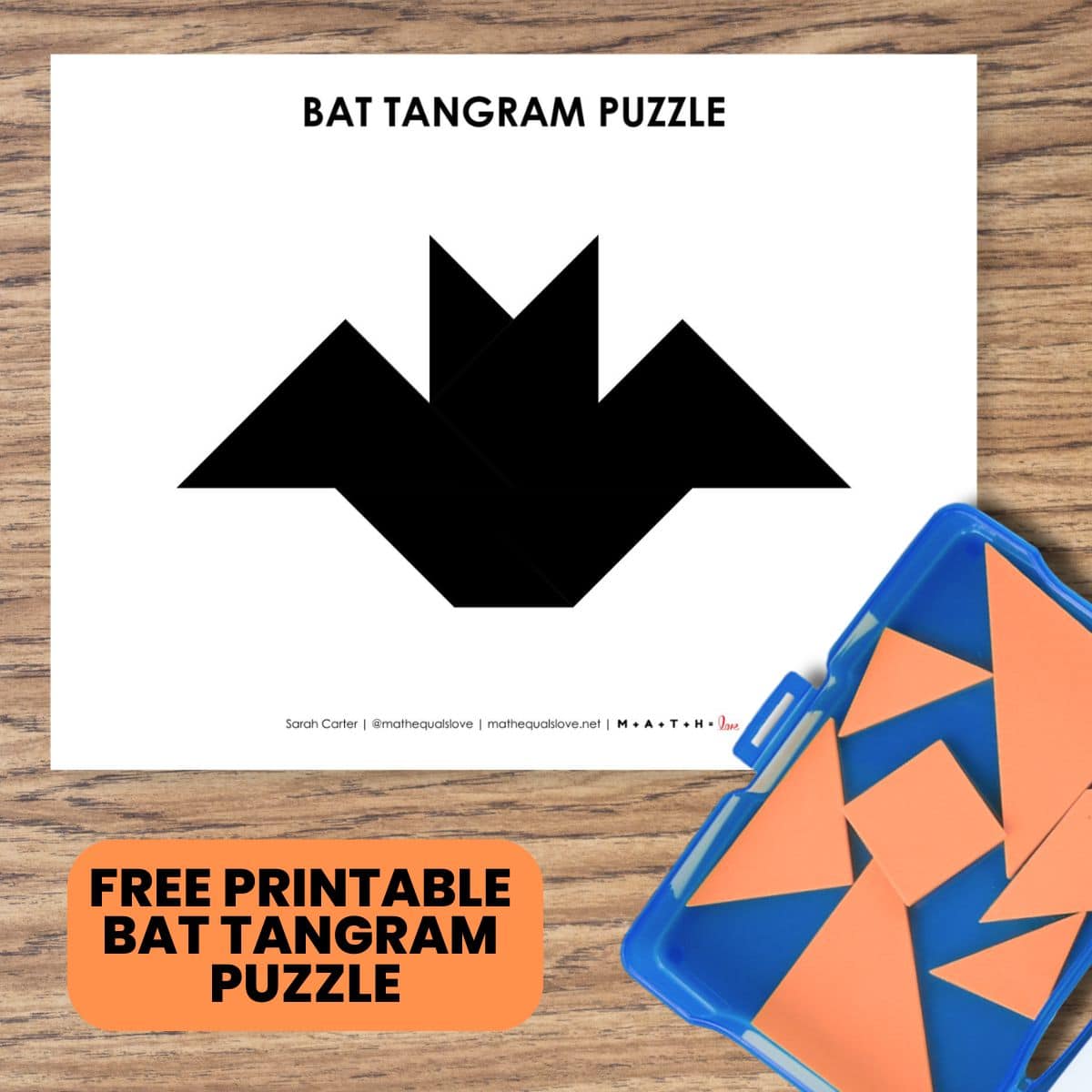 bat tangram puzzle for halloween.