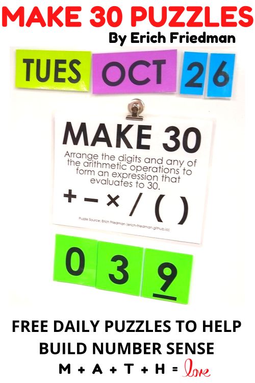 Make 30 Puzzles on Dry Erase Board.