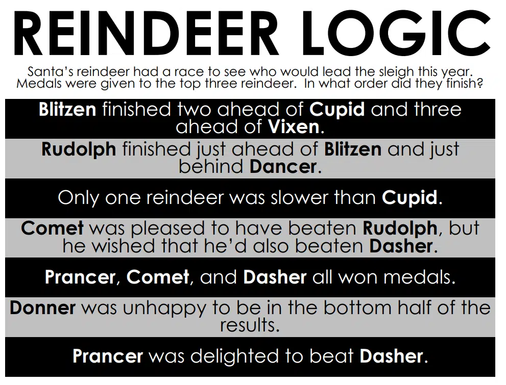 Reindeer Logic Puzzle