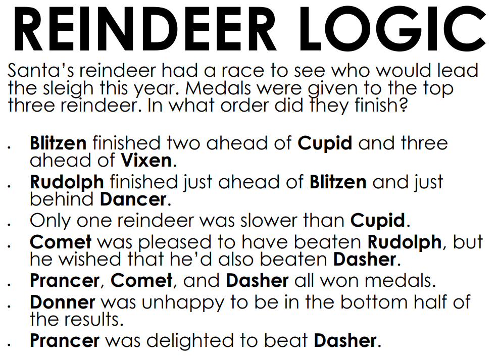 Reindeer Logic Puzzle