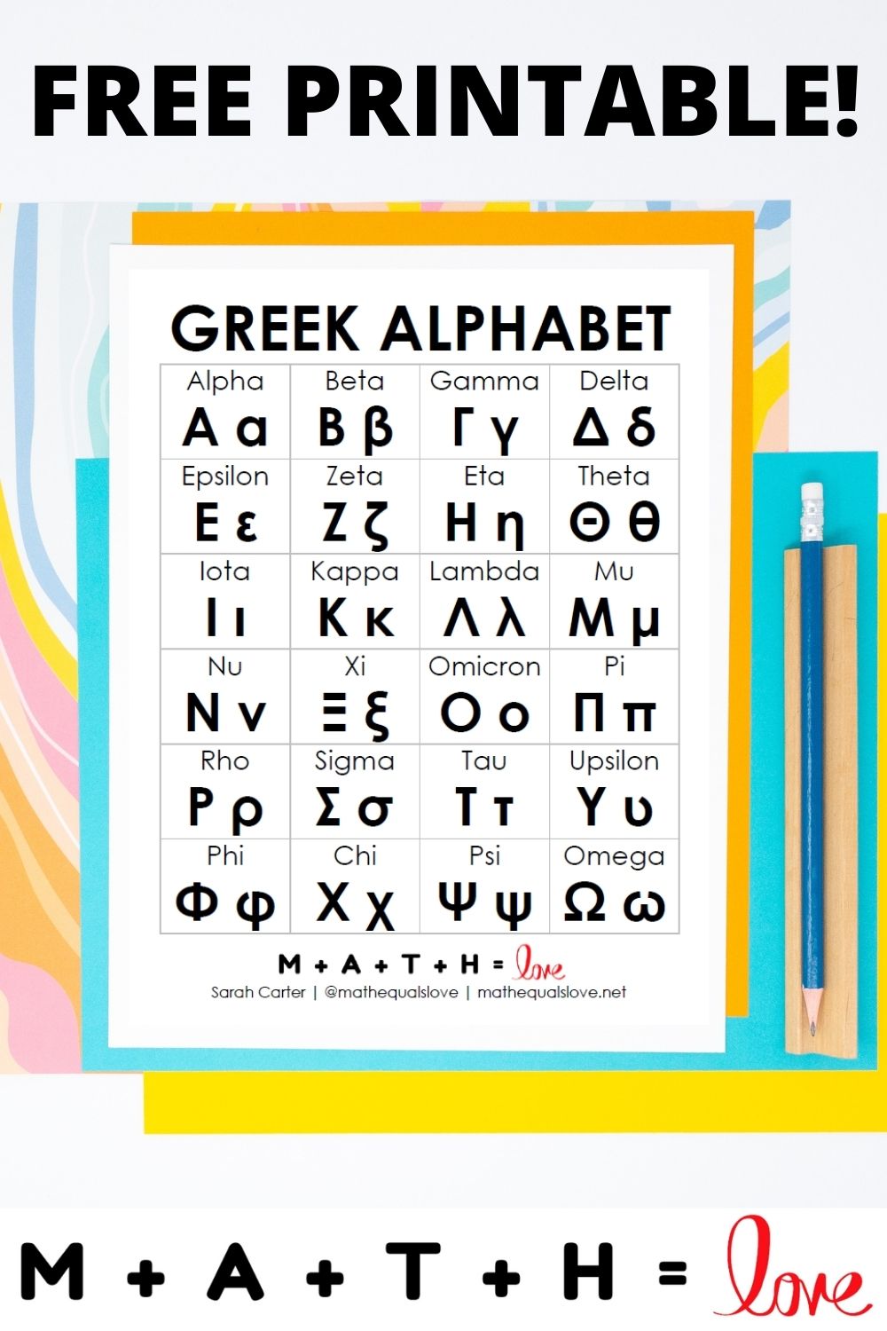 Printable Greek Alphabet.