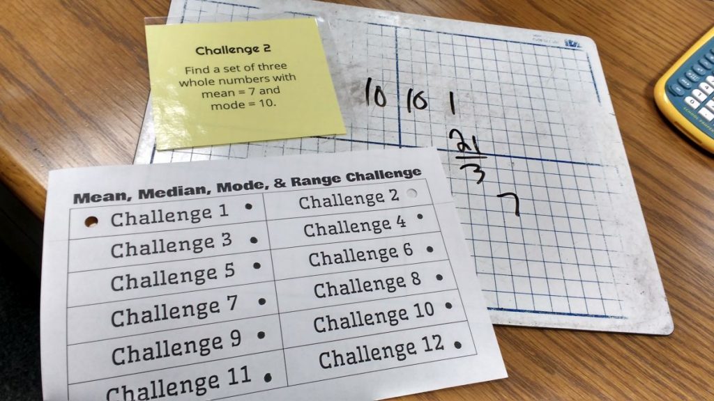Student Work on Mean Median Mode & Range Challenge