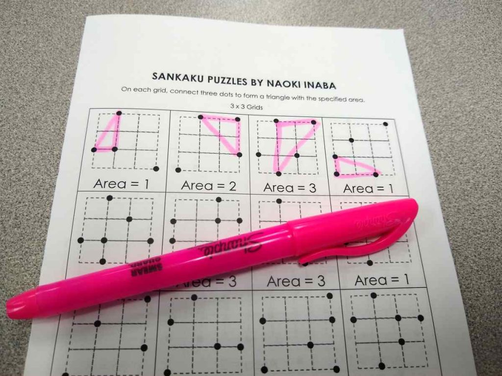 Example of Four Solved Sankaku Puzzles 
