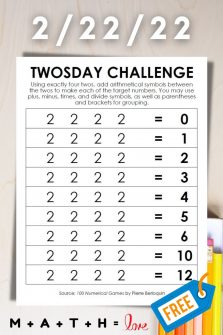 7 Free Printable Math Challenges to Enjoy | Math = Love