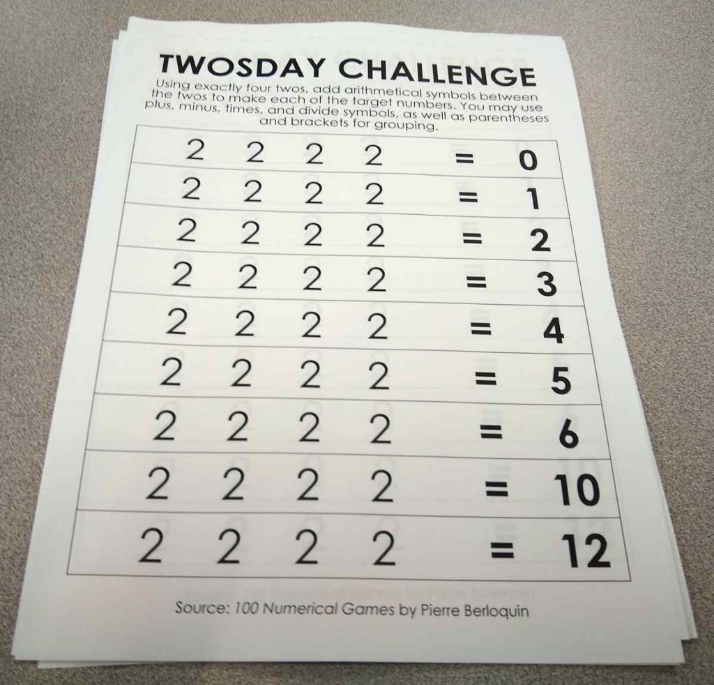 Printed Copy of Twosday Challenge 