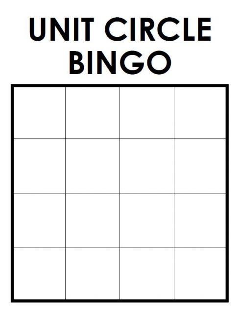 Unit Circle Bingo Game | Math = Love