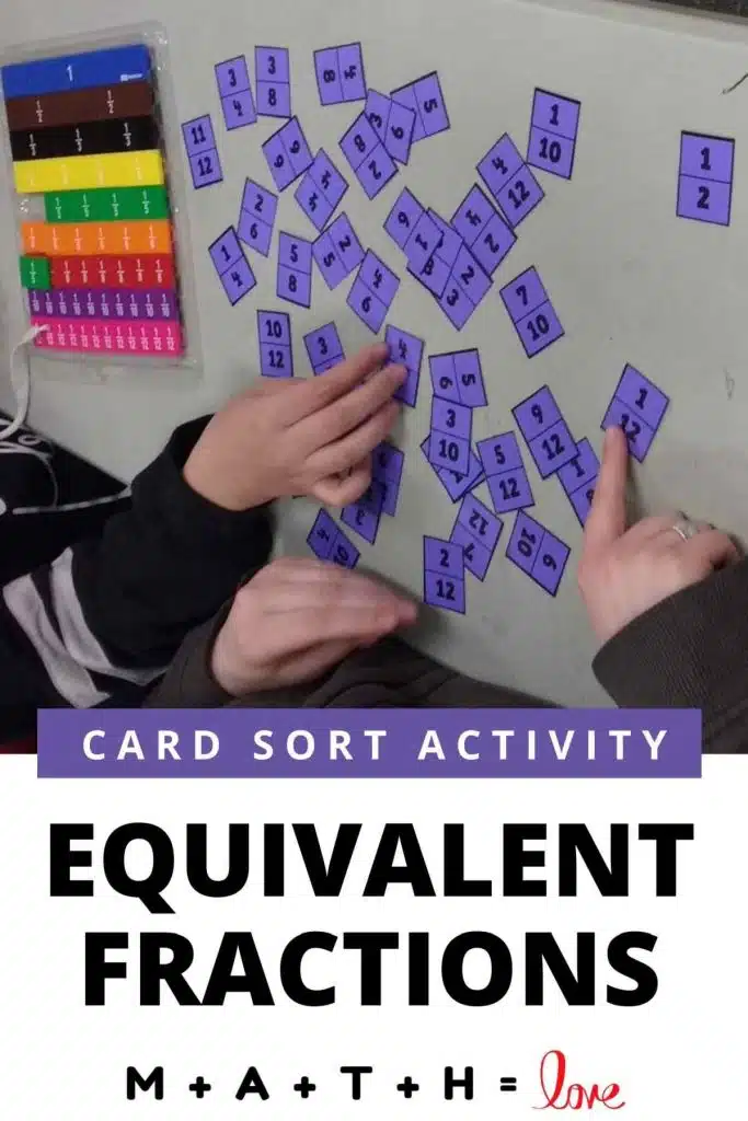 equivalent fractions card sort activity 