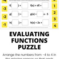 evaluating functions puzzle algebra activity 