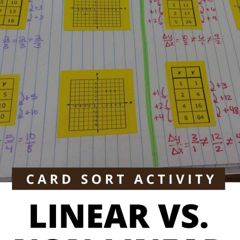 Linear vs Nonlinear Card Sort Activity from TPT | Math = Love