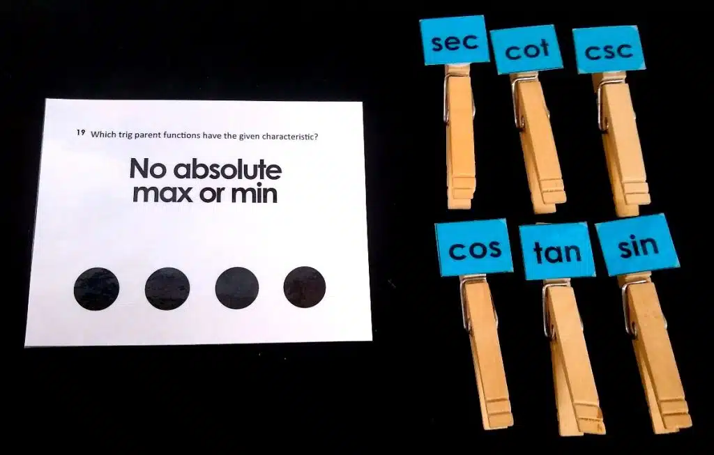 Parent Graphs of Trig Functions Clothespin Matching Activity
