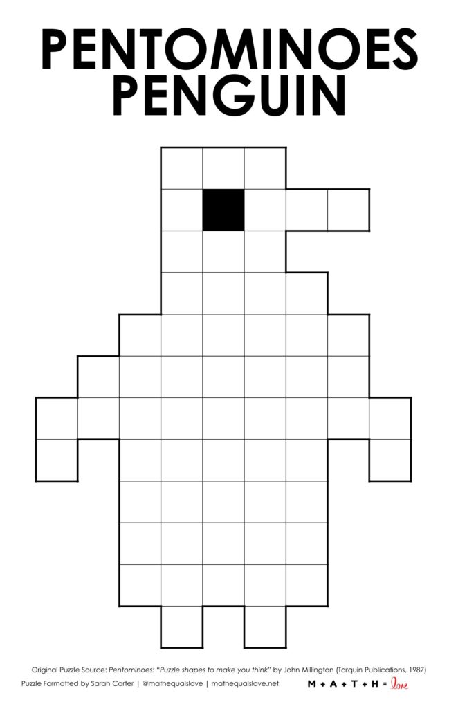 screenshot of pentominoes penguin puzzle. 