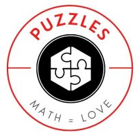 mathequalslove puzzles logo with clipart of puzzle pieces in middle of circle