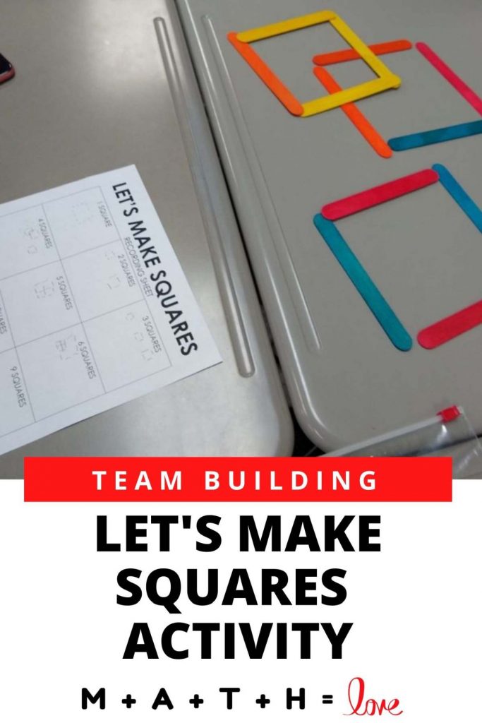 let's make squares activity on student desk. 