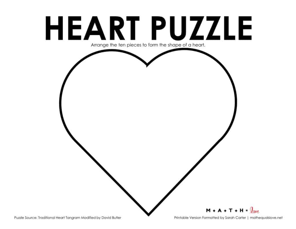 printable heart puzzle for valentine's day. 