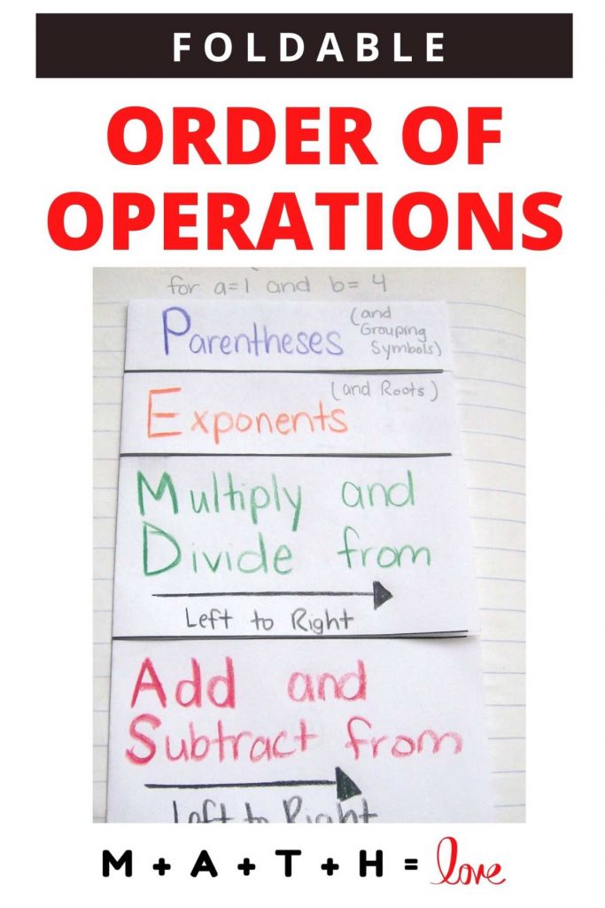 order of operations pemdas foldable. 