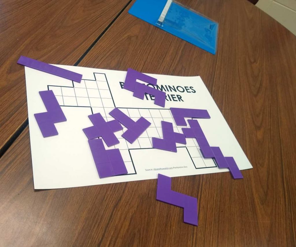 partial student solution to terrier shaped pentominoes animal puzzle