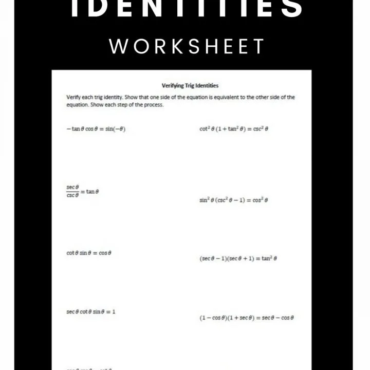 verifying trig identities worksheet free printable.