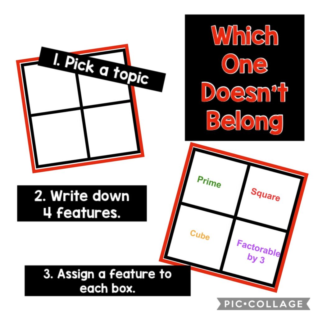steps to create a which one doesn't belong puzzle. 