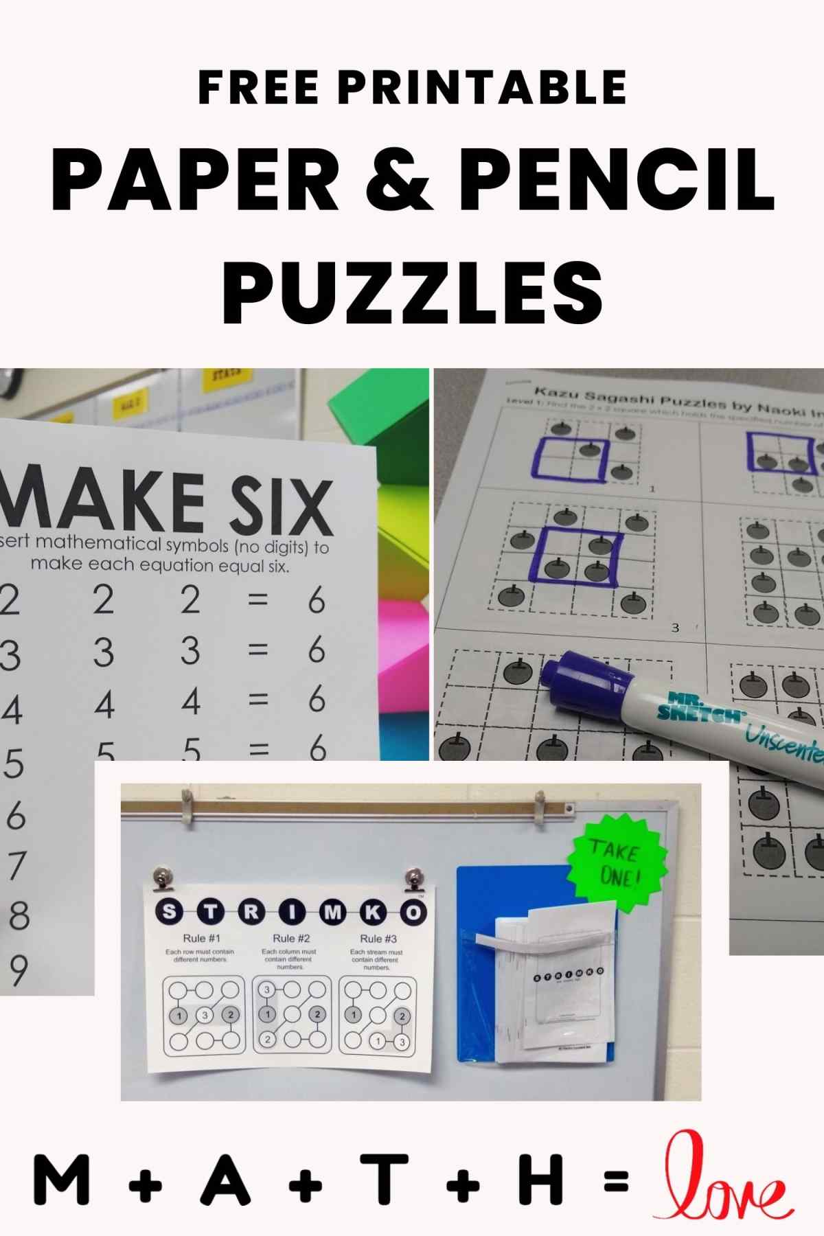 paper and pencil puzzles. 