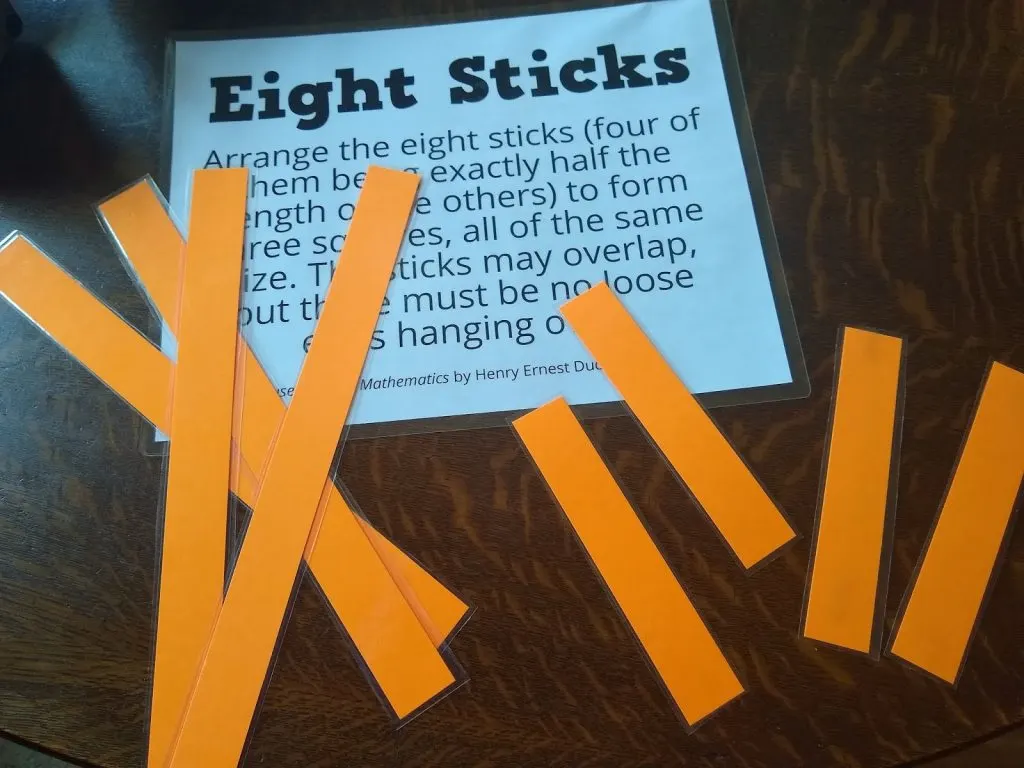 eight sticks logic puzzle. 
