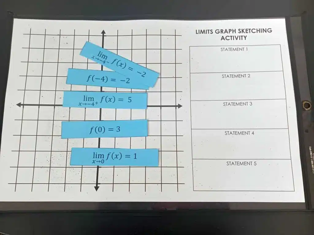 Limits Graph Sketching Activity for Calculus
