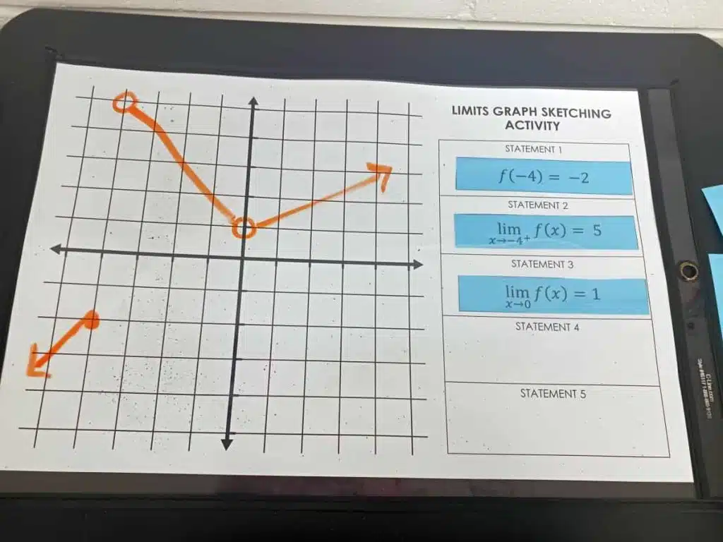 Limits Graph Sketching Activity for Calculus
