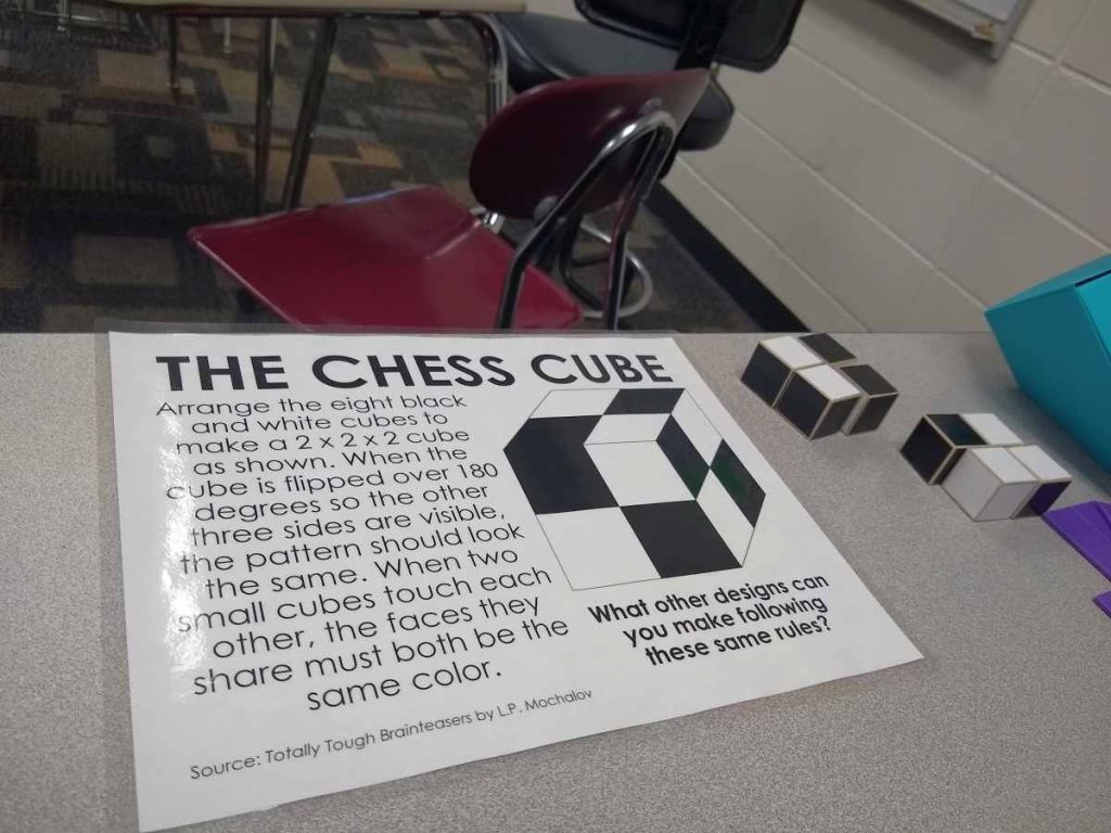 chess cube puzzle in classroom 