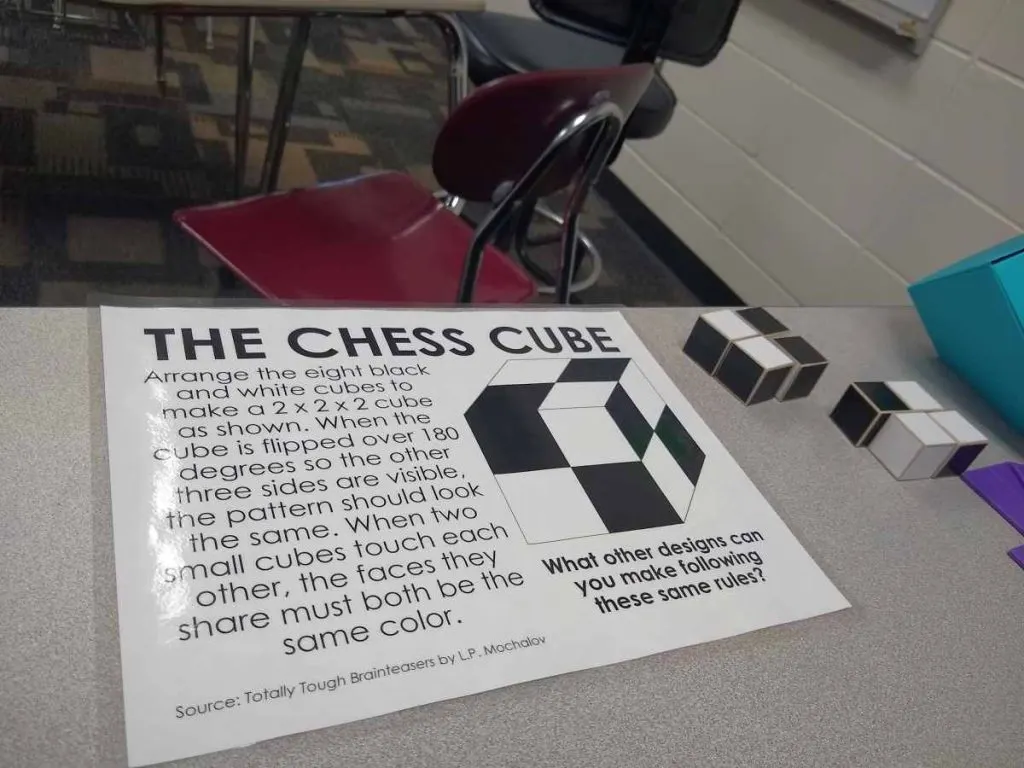 chess cube puzzle in classroom 