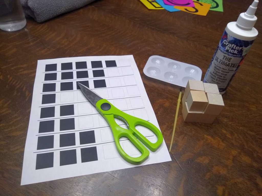 supplies for creating chess cube 