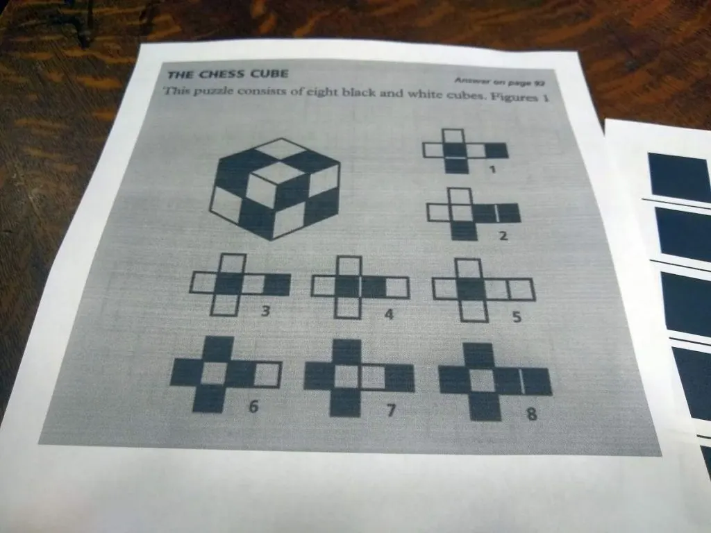 diagram of nets for creating cubes for chess cube puzzle 