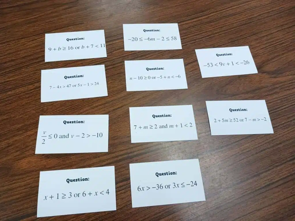 compound inequalities activity