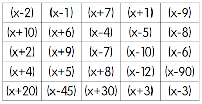 Factoring Quadratics Practice Activity (When a = 1)