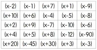 Factoring Quadratics Practice Activity (When a = 1)