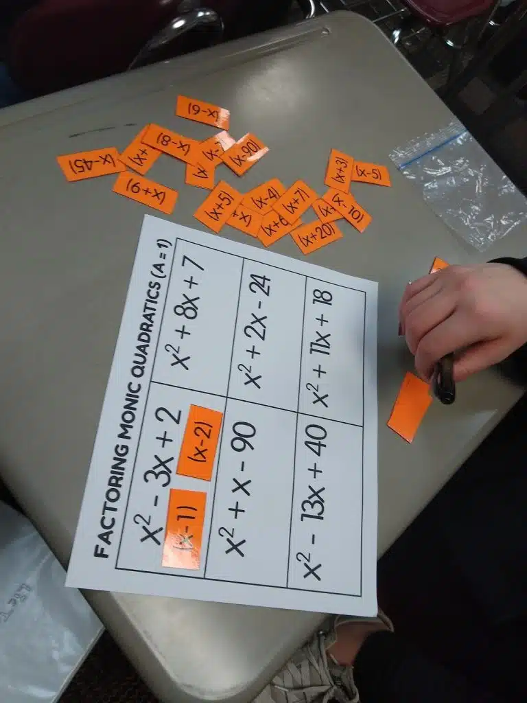 Factoring Quadratics Practice Activity (When a = 1)