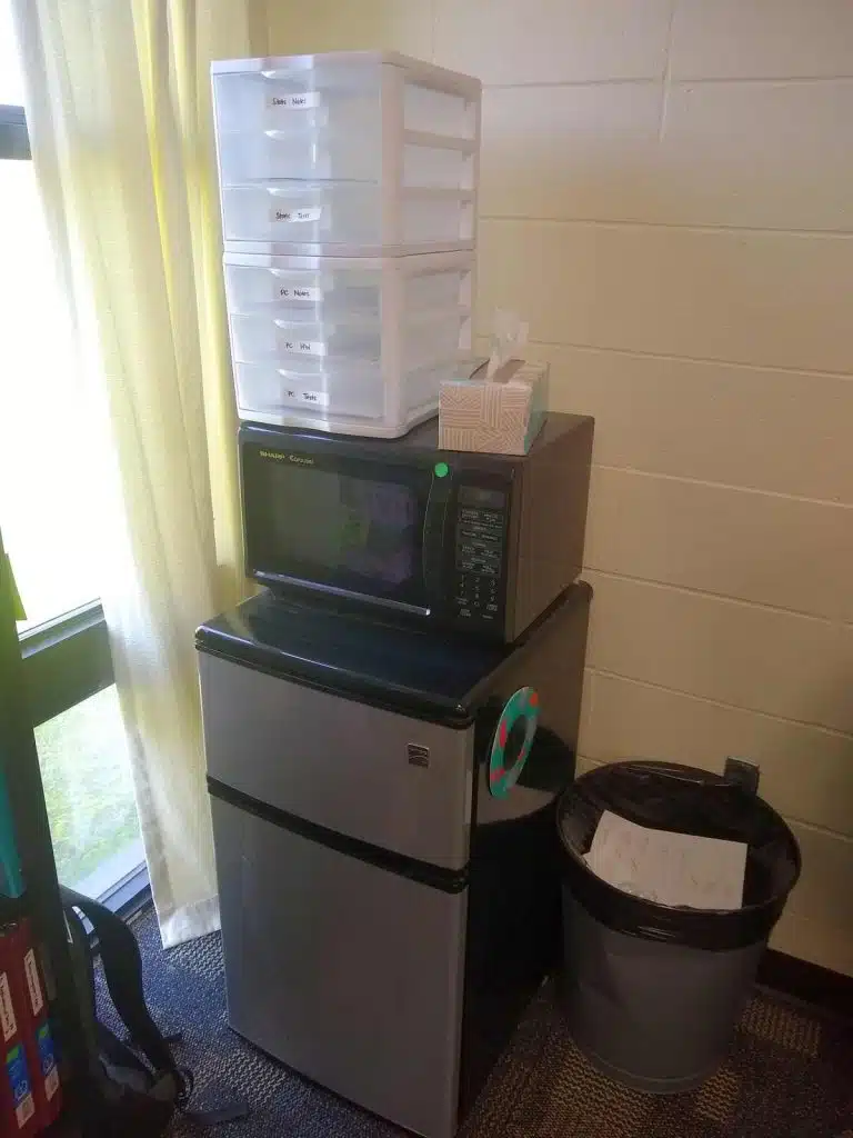 mini fridge and microwave 