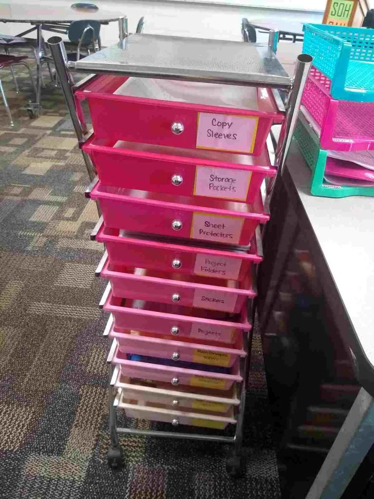 rolling cart in classroom 