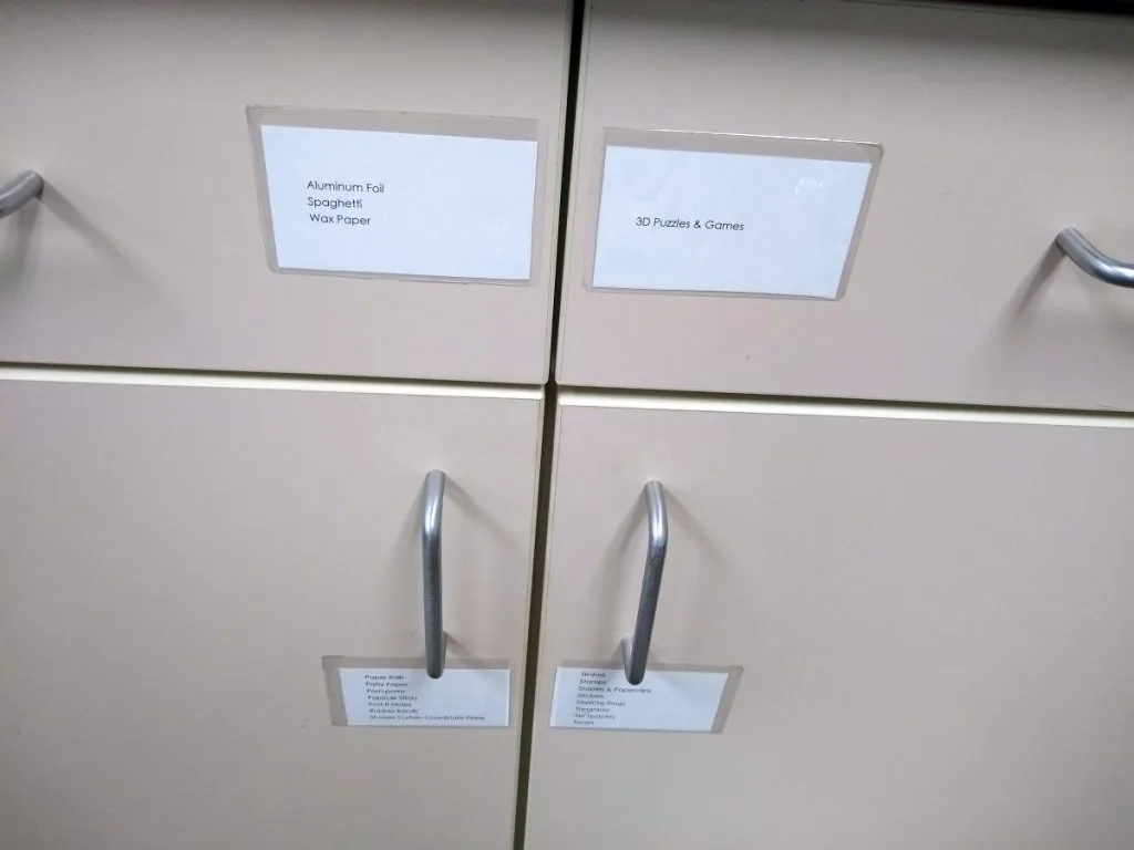 business card pockets on drawers and cabinets 